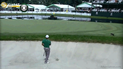 Jordan Spieth holes out from the bunker on 18 to force a playoff at the John Deere.