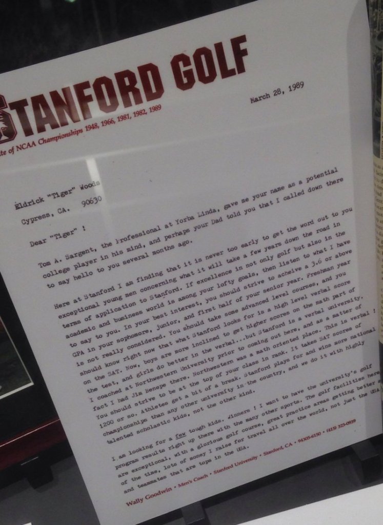 Tiger Woods' recruitment letter from Stanford. (Courtesy: Jay Yarow)