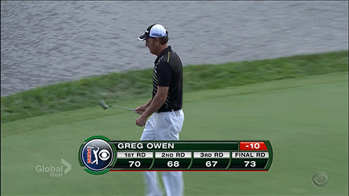 Greg Owen hits himself in the head at the Canadian Open. Thanks to @the_Zubes for grabbing it.