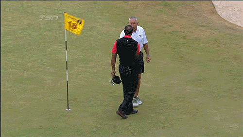 Tiger Woods and Steve Williams actually talking.