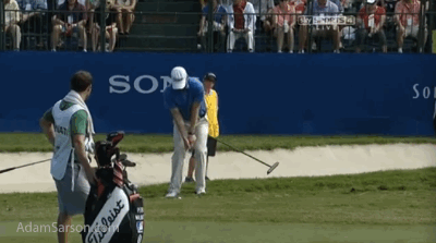 You can see the club fly out of his hands on the follow through.