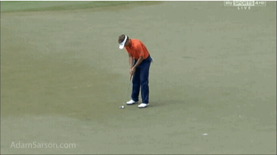 Joost Luiten really thought that this putt was going to drop.