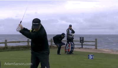 D.A. Points and his training aid that got him disqualified at Pebble Beach.