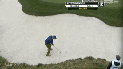 Peyton Manning with the touch out of the bunker.