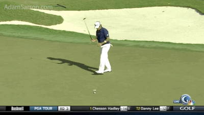 The Matsuyama "crater" that had Ian Poulter so upset.