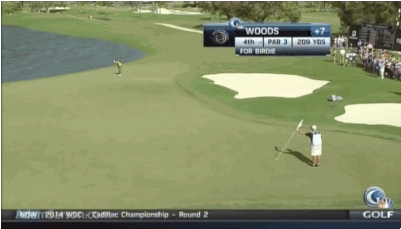 Tiger's 91 foot bomb for birdie.