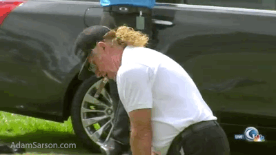 Lastly, the legend that is Miguel Angel Jimenez warming up before his round on Sunday.