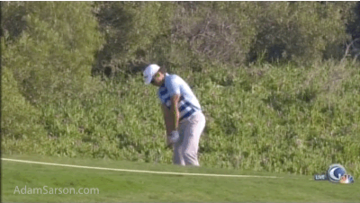 Rafael Cabrera-Bello is in some thick rough. So thick, the club gets stuck.