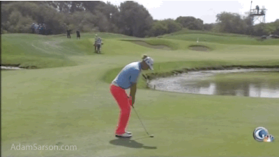 He's even angry when he hits good shots.