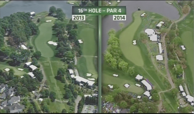 Nice look at the changes made the par-4 16th at Quail Hollow.