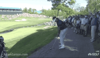 Bubba plays from the path.