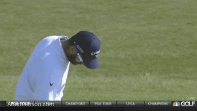 Alvaro Quiros is nearly decked with the divot.