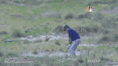 Kenny Perry holes out from the native area.