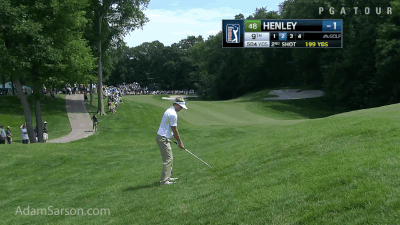 Russell Henley muscles one out of the rough.