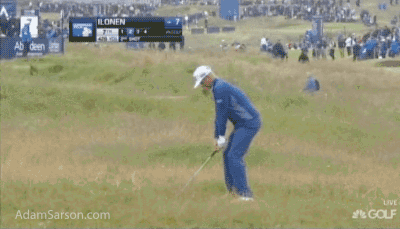 Mikko Ilonen with the perfect links run-up.