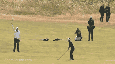 Mo Martin's near double eagle from the fairway on 18 at Royal Birkdale.