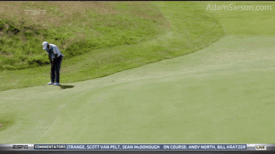 Tiger gets one to drop from 35 feet, getting back to level par.