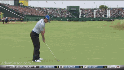 Rory's stunning approach on 18, setting up the eagle.