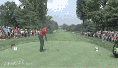 Last swing of the day with the driver on 9.