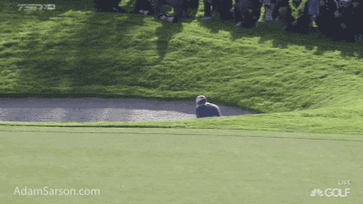 Sergio holes out from the bunker on 4.