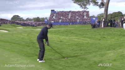 Fowler with a tremendous approach into 18.