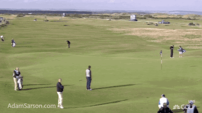 Dapper Darren drills a long putt.