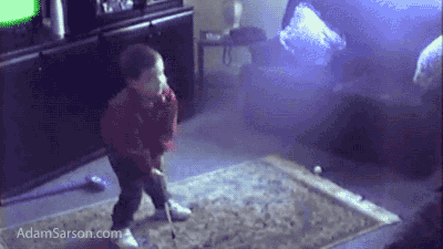 Rory swings at age 3.