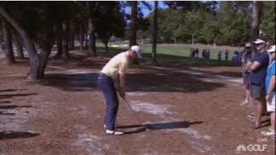 Todd Sinnott with the club twirl out of the pine straw.