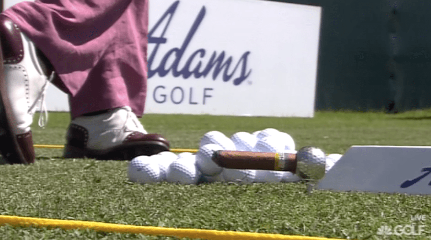 Miguel Angel Jimenez' accessory on the range.