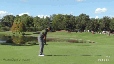 Almost holes out on the 12th.