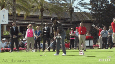 Tiger's week didn't start out great. OB on the first.