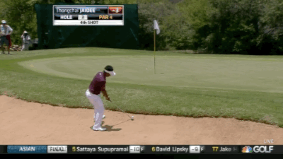 Better bunker shot? Thongchai Jaidee...
