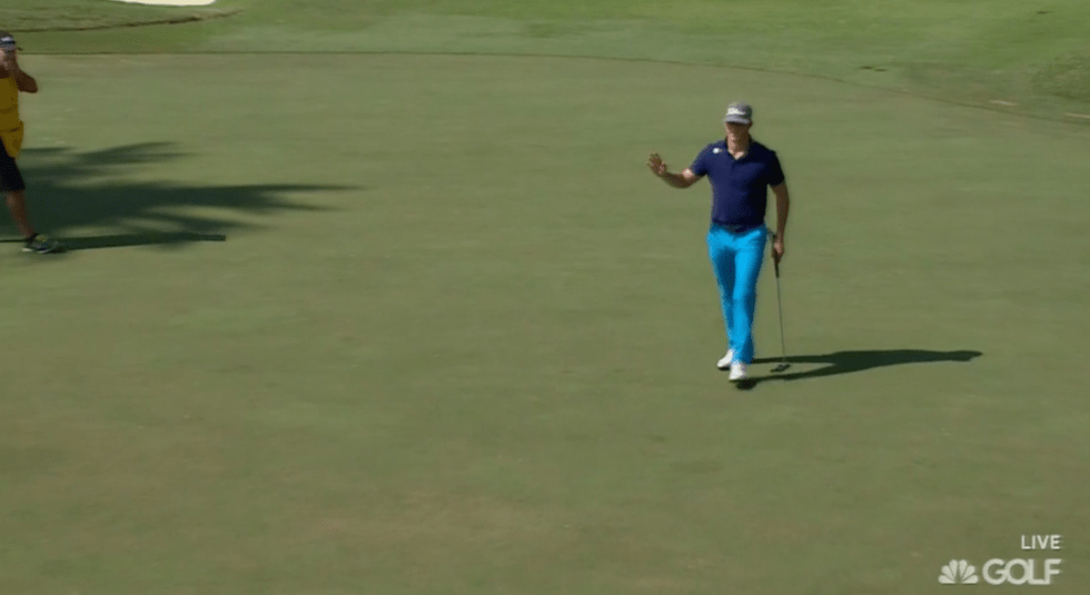Morgan Hoffmann with the double blue.