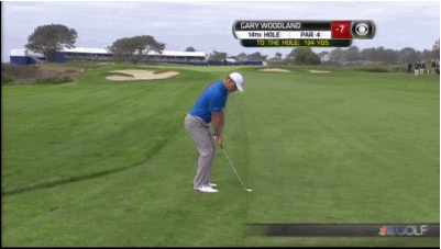 Gary Woodland drops the club.