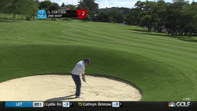 George Coetzee can't get out of the bunker.
